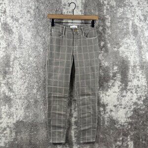 Frame Pants 23 Womens Le High Skinny Cropped Gray Check Plaid Stretch